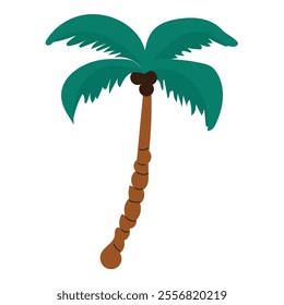 palm tree with a tall brown trunk and lush green fronds, symbolizing tropical vibes, beach settings, and warm, sunny climates.