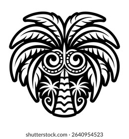 Palm tree tattoo icon in glyph style