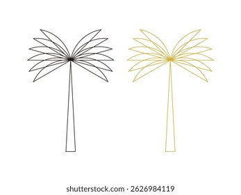 Palm tree thin lineart symbol icon design vector isolated transparent background