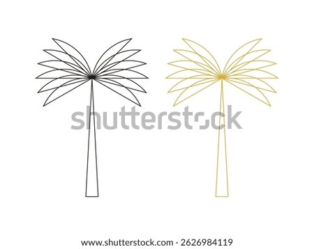 Palm tree thin lineart symbol icon design vector isolated transparent background