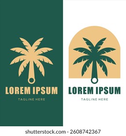 palm tree and tools logo design