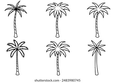 Palm Tree Trendy Line Art Illustration Techniques Inspiration