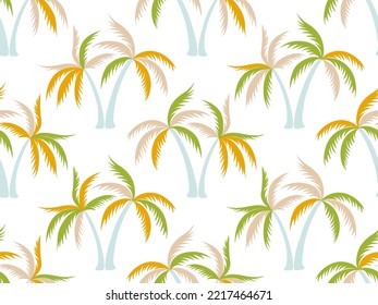 Palm tree trendy seamless pattern vector design. Tropical forest plants textile ornament. Coconut palm tree silhouettes on white. Paradise rapport. Fashion textile print.