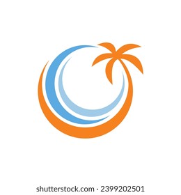 logotipo del icono de la playa con tropismo de palmera