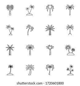 Palm tree, tropical tree icon set. Simple coconut tree icon sign concept. vector illustration. 