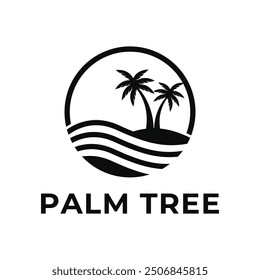 palm tree tropical island logo design concept idea