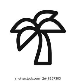 Ícone de UI de palmeira, símbolo de vetor de interface de usuário de linha simples tropical hotel com traço editável
