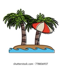 Palm tree and umbrella on beach