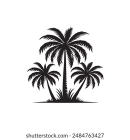 Estilo de silueta de Arte vectorial de palmera con un fondo blanco.