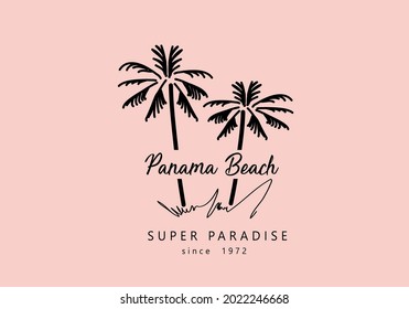 palm tree vector design and summer slogan 