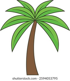 Palm Tree Vector, Green and Brown, High-Quality Tropical Design for Beach Illustrations