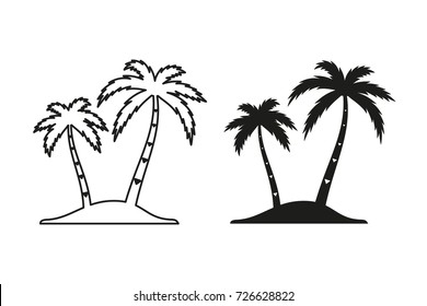 Icono vectorial de árbol de palma. Ilustración negra aislada en fondo blanco para diseño gráfico y web.