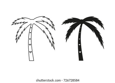 Palm tree vector icon. Black illustration isolated on white background for graphic and web design.