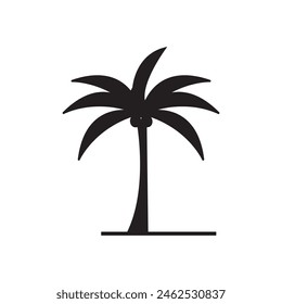 Palm tree vector icon. Coco palm simple flat illustration on white background..eps