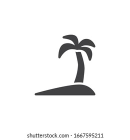 Palm tree vector icon. filled flat sign for mobile concept and web design. Tropical island and palm tree glyph icon. Symbol, logo illustration. Vector graphics