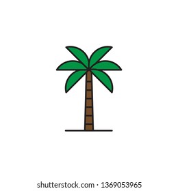 Palm Tree Vector Icon Flat Style Design Isolated On White Background