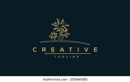 Palm tree vector icon flat style design isolated on white and black background	

