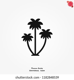 Palm tree vector icon on white background