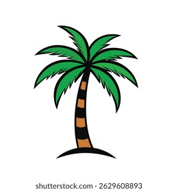 "Palm Tree Vector Icon on White Background"
