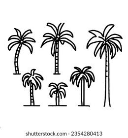 Palm Tree Vector Icon Set Minimal Line Art