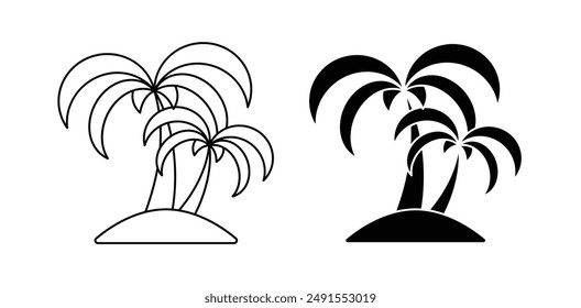 palm tree vector icon set in black color.
