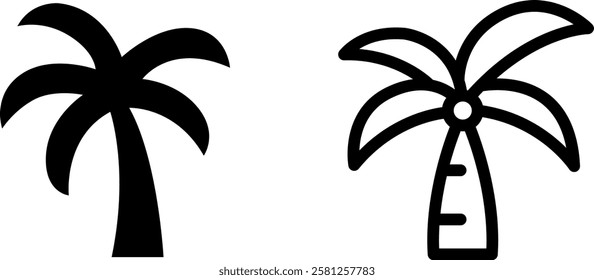 Palm Tree Vector Icon Set – Tropical and Relaxing Island Vibe Icons