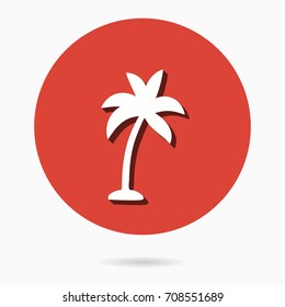 Palm tree vector icon with shadow. Illustration isolated for graphic and web design.
