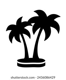 Palm tree vector icon. Palm tree silhouette. Flat black icon isolated on white background.