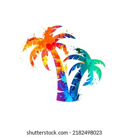 Palm tree vector icon of splash paint