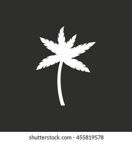 Palm tree vector icon. White illustration isolated on black background for graphic and web design.