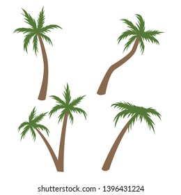 Palm tree vector illustration. Coconut tree cartoon pictures set