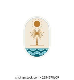 Palm tree vector illustration. Colorful beach symbol graphic design