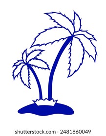 Palm tree vector illustration. Doodle style. Design, print, decor, textile, paper