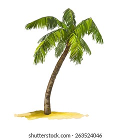 Palm Tree Vector Illustration  Hand Drawn  Painted Watercolor