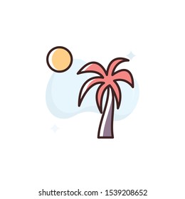 Palm Tree vector illustration. Outline filled Travel & Tourism icons.