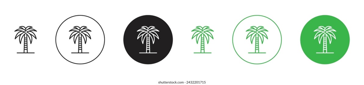 Palm Tree Vector Illustration Set. Palm Tree Coconut Silhouette Sign Suitable for Apps and Websites UI Design Style.