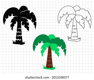 Palm tree vector illustration. Silhouettes. Cutting file. Suitable for cutting software. Cricut, Silhouette