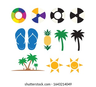 Palm tree vector illustration. Summer bundle
