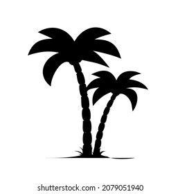 Palm tree vector island coconut cartoon black icon. Palmtree island desert isolated tropical icon