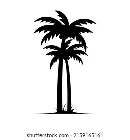 Palm tree vector island coconut cartoon black icon. Palmtree island desert isolated tropical icon.