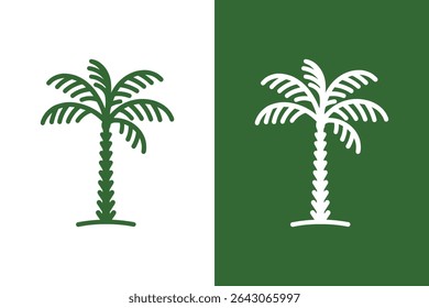 Palm Tree Vector Line Art Icon for Tropical and Vacation Designs with Clean Lines and Style