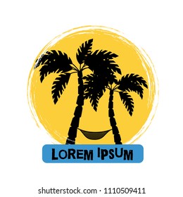 Palm tree vector logo emblem design wiht grunge effect