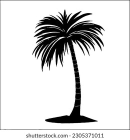 Palm Tree Vector Minimal Line Summer Art with no White Background