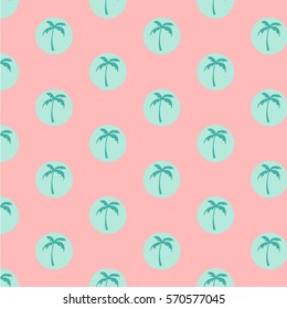 Palm tree vector pattern, pink background.