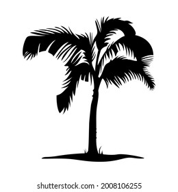 Palm tree vector png isolated on white background. palm tree editable eps 10.