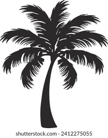 Palm tree vector png isolated on white background. palm tree editable 