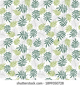 Palm tree vector seamless pattern. 
Vector endless texture on white background. Print for textile, bed linen, clothers, wall paper