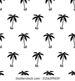 Palm tree vector seamless pattern. tropical summer background. Beach hand drawn simple boho repeat texture. Modern textile, print, wallpapers, wrapping paper. Black and white