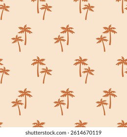 Palm tree vector seamless pattern. tropical summer background. Beach hand drawn simple boho repeat texture. Modern textile, print, wallpapers, wrapping paper.