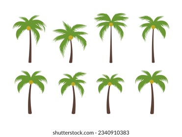 Palm tree vector set isolated on white background